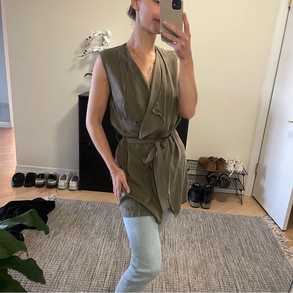 Nordstrom Army Green Belted Vest - Picture 3 of 5